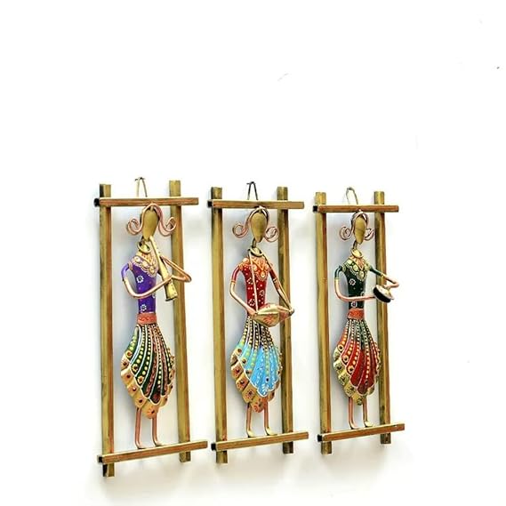 The FlokVista – Handmade Rajasthani Musician Metal Wall Art | Set of 3 Frames for Living Room & Home Decoration - Image 2